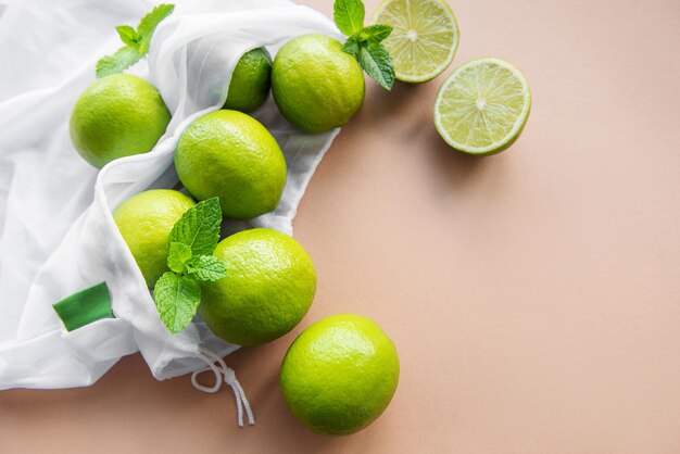 Ecofriendly bag with ripe limes