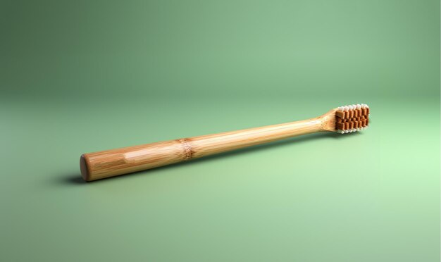 Ecofriendly bamboo toothbrushes and eucalyptus leaf on green background Natural organic bathroom