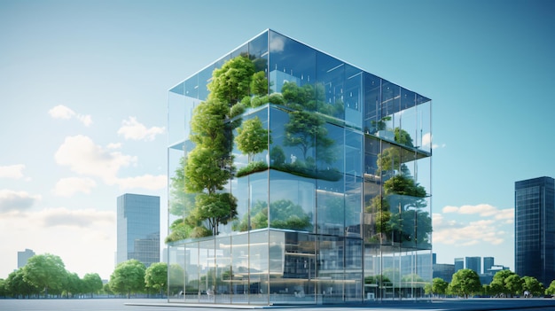 Ecofriendly building in the modern city