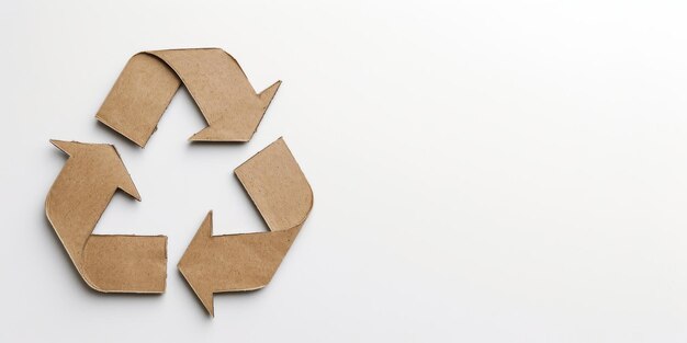 Фото Символ экологически чистой картонной переработки на белом фоне
