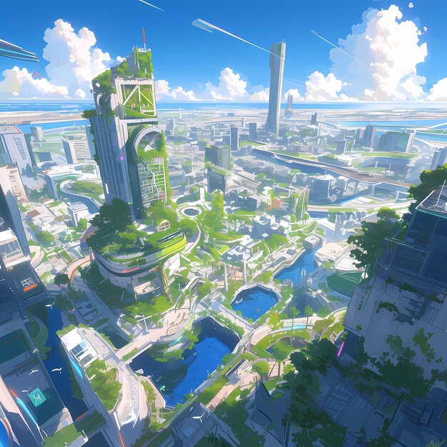 EcoFriendly City Skyline The Future of Urban Planning