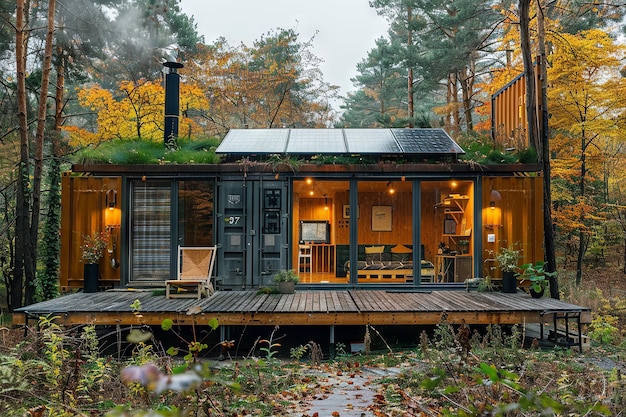 Photo ecofriendly container home among trees