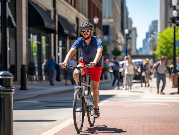 Photo ecofriendly cyclist navigating the city