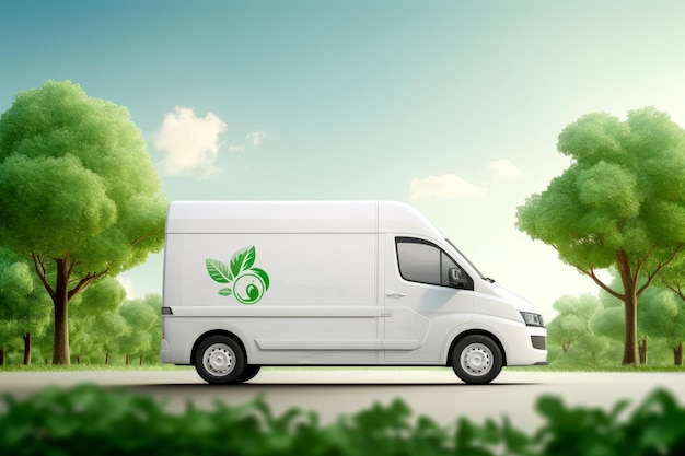 Ecofriendly delivery services electric delivery vehicles Created with generative AI technology