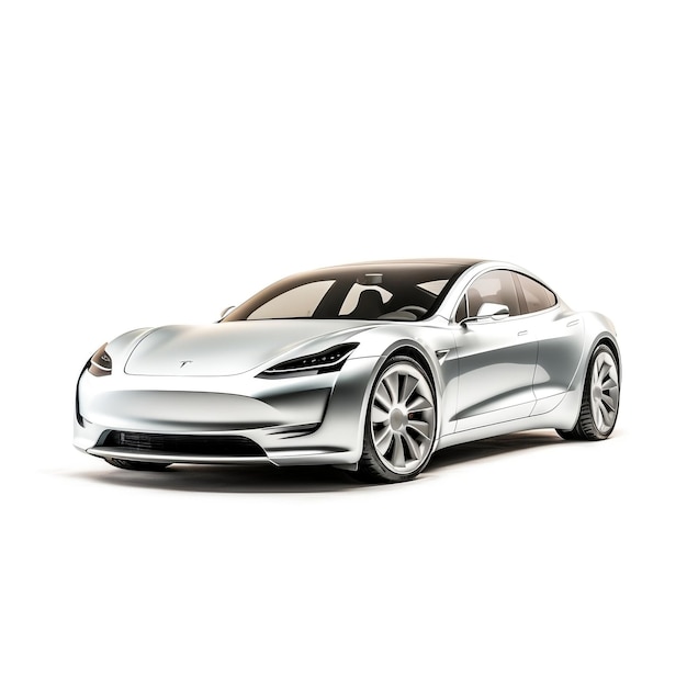 EcoFriendly Electric Car on white Background AI