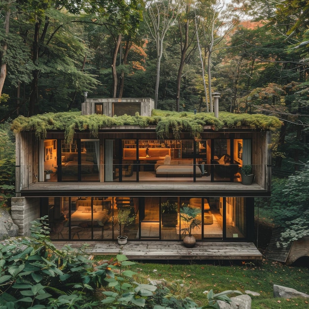 EcoFriendly House in Forest with Natural Features