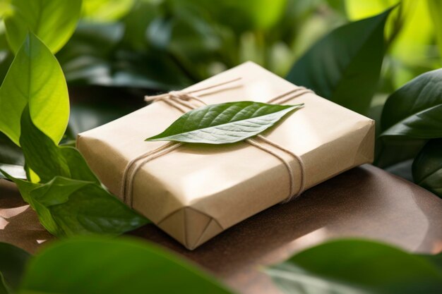 Photo ecofriendly packaging closeup of a biodegradable material wrapping a product