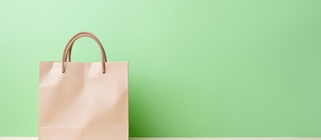 EcoFriendly Paper Shopping Bag on Green Background