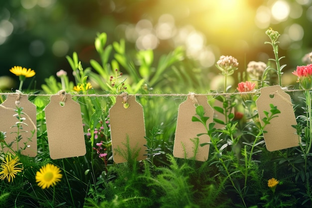 Foto segnatura ecologica delle piante in un giardino in fiore