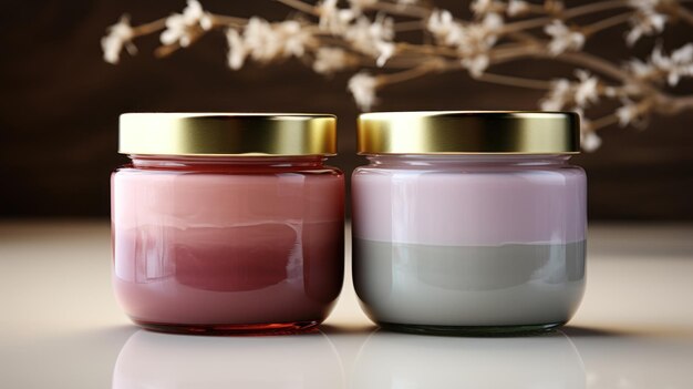 Photo ecofriendly skincare jars with soft illumination ai generated