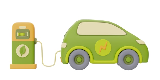 친환경 지속 가능한 에너지 개념전기 자동차 충전소친환경 혁신청정 에너지3d 렌더링