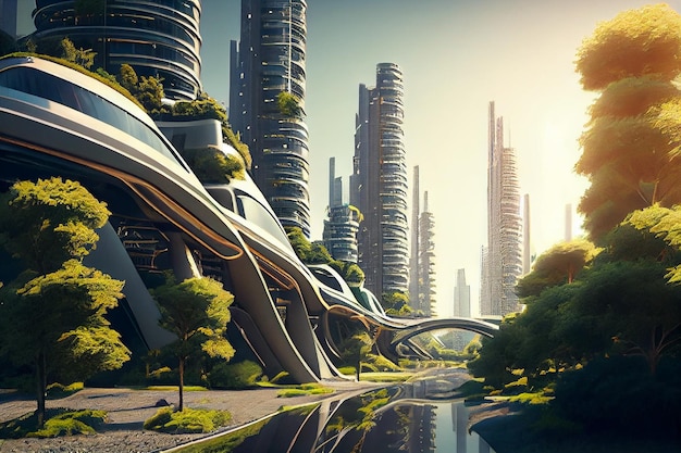 A EcoFriendly technological desirable modern future citygenerative ai