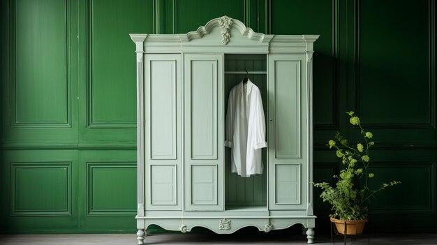 Photo ecofriendly victorianstyle armoire with white and green design