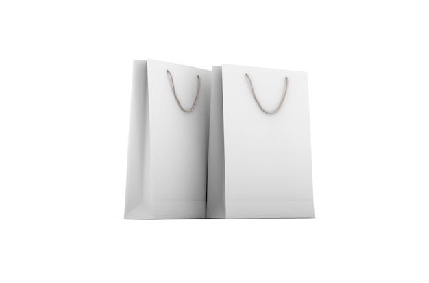 Ecofriendly white paper shopping bag with string handle isolated on white background 3D rendering