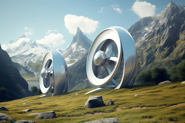 EcoFriendly Wind Turbines Redefining the Alps Generative AI