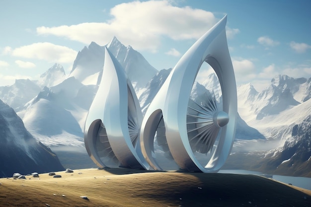 EcoFriendly Wind Turbines Redefining the Alps Generative AI