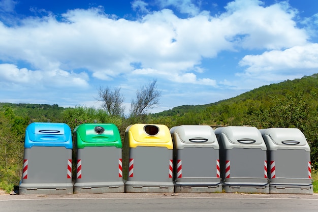 Photo ecologic selective trash containers by colors