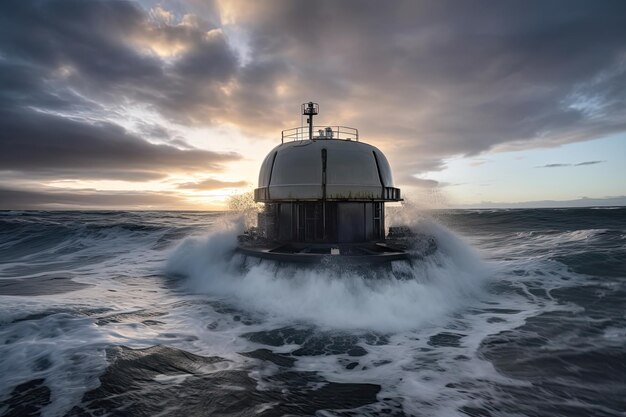 Ecological alternative energy sources Wave energy converter with crashing ocean waves