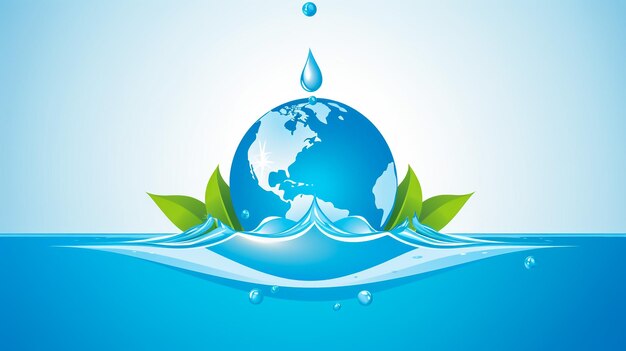 Ecological background with the globe in the form of a drop vector illustration