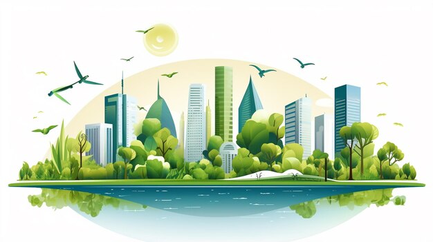Фото Иллюстрация экологического города