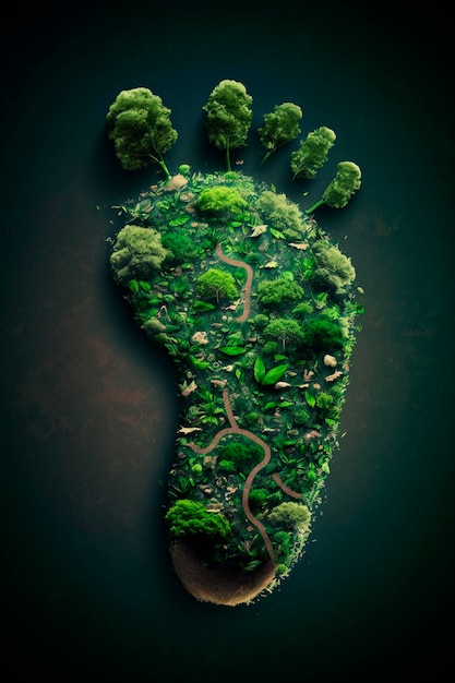 Photo ecological footprint as a symbol of environmental care and a green future generative ai