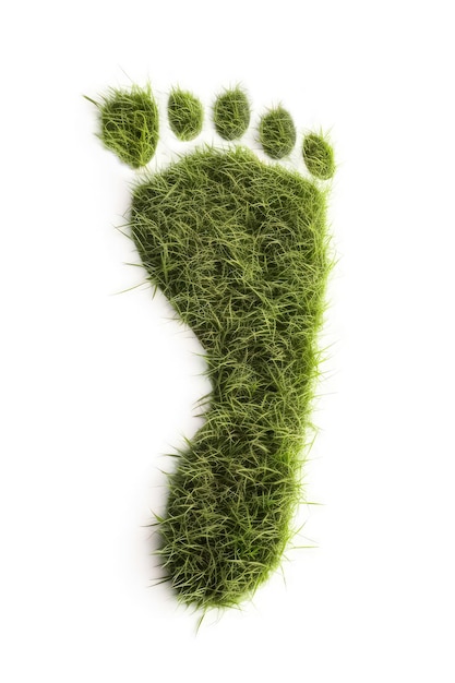 Ecological footprint symbol with green grass foot print Generative AI