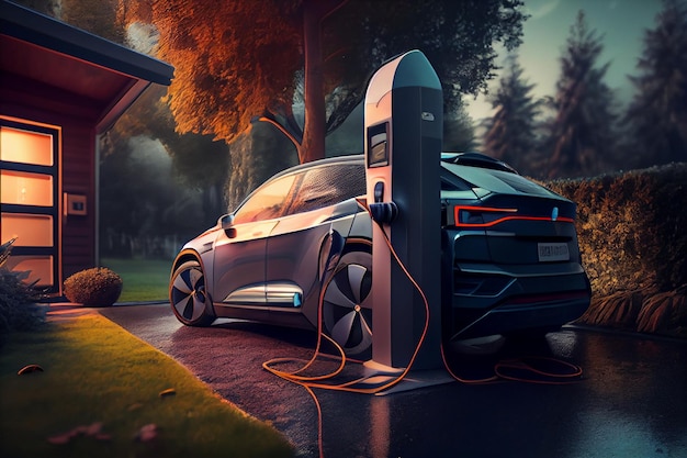 Ecological means of transportation charging an electric vehiclegenerative ai