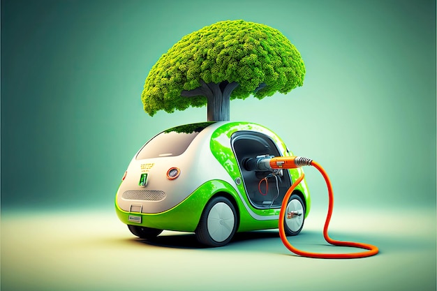 Ecological movement concept future transportation electric car charging