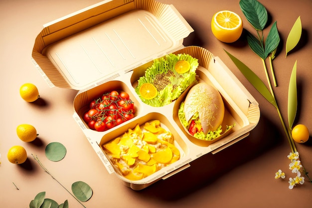 Ecological natural food tray for fast food in restaurant and cafe disposable paper tableware