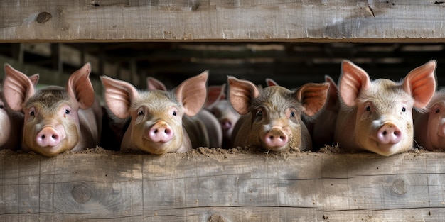 Ecological pigs and piglets at the domestic farm Generative AI