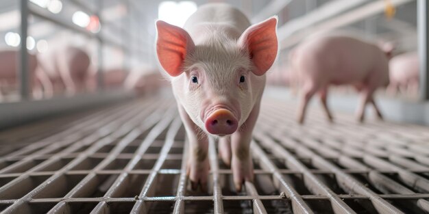 Ecological pigs and piglets at the domestic farm Generative AI