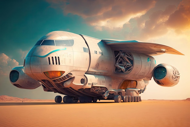 Ecological and space transport of future in form of futuristic cargo plane of future created with ge