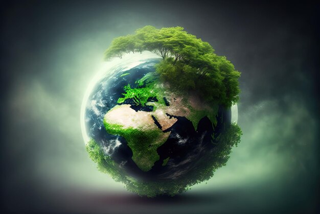 Ecological sustainability concept with stylized Earth as our home Generated AI