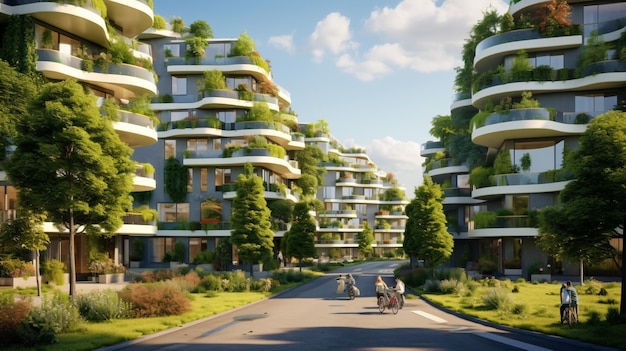 Ecologically sustainable residential area with green