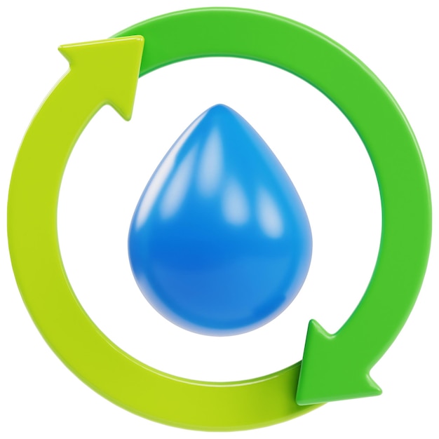 Ecologie 3D hernieuwbare water icoon illustratie