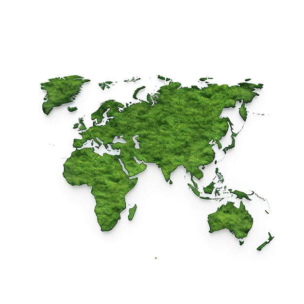 Ecologie concept Design met globe kaart tekenen en bladeren geïsoleerd op een witte achtergrond