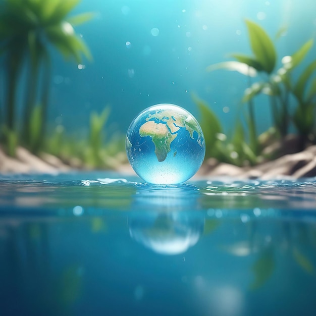 Ecologie concept met planeet Aarde in water splashes vector illustratie