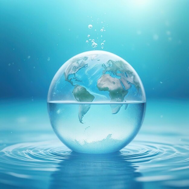 Ecologie concept met planeet Aarde in water splashes vector illustratie