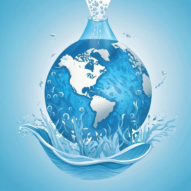 Foto ecologie concept met planeet aarde in water splashes vector illustratie