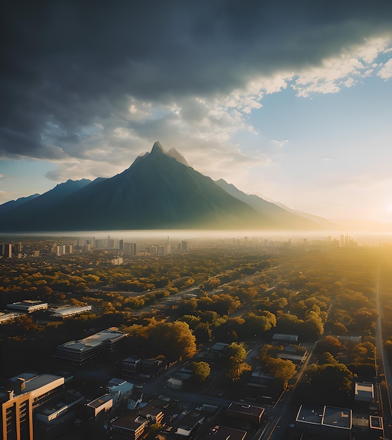 Foto ecologische groene en niet-vervuilende futuristische stad