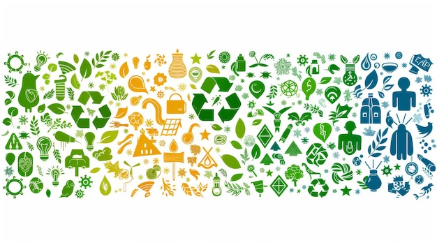 ecologische iconen op beige achtergrond illustratie