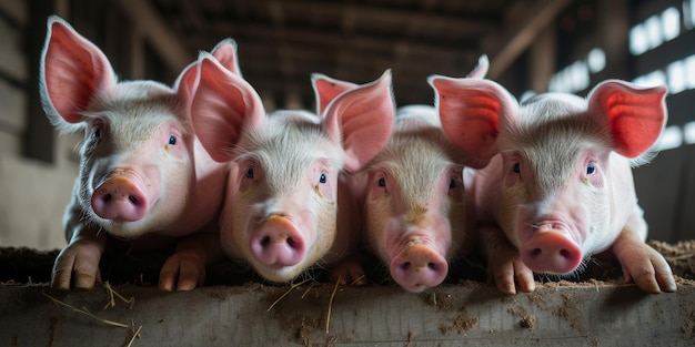 Ecologische varkens en biggetjes op het huishoudelijke boerderij Generatieve AI