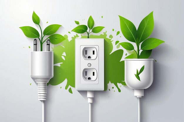 Ecology concept with electric plug vector illustration