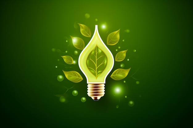 Photo ecology light bulb with leaves green energy concept vector illustration