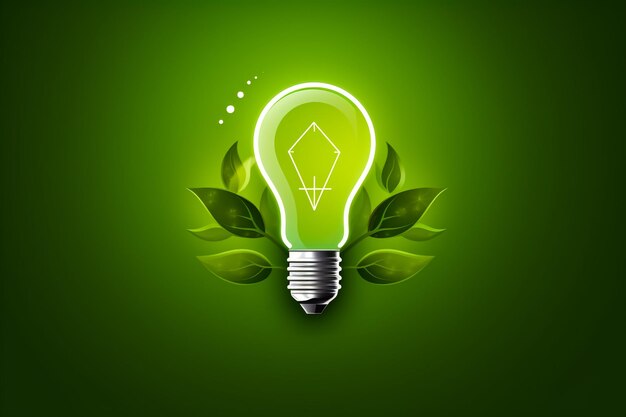 Photo ecology light bulb with leaves green energy concept vector illustration