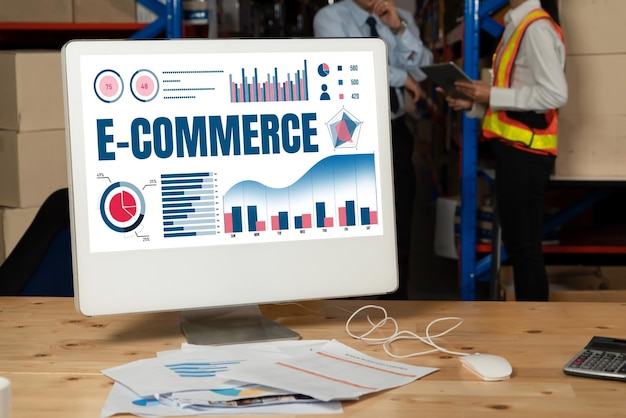 Foto il software di dati di commercio elettronico fornisce un pannello di controllo moderno per l'analisi delle vendite al commercio al dettaglio online