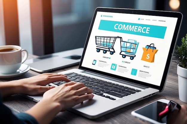 Foto e-commerce shopping online marketing digitale e vendita concetto di tecnologia aziendale