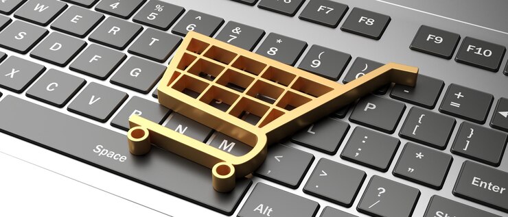 Photo ecommerce symbol on a computer keyboard black friday concept 3d illustration