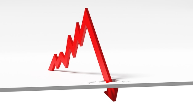 Foto concetto di crisi economica la diffusione nell'economia mondiale è in calo illustrazione 3d