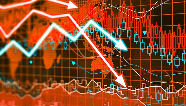 Econimical crisis concept Spread in the world economy is down 3d illustration